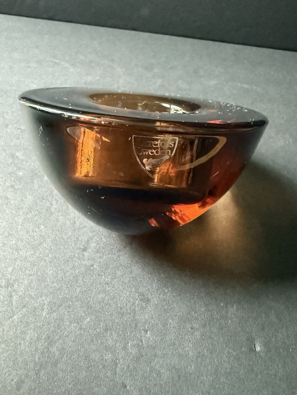 Orrefors Glass Votive Candle Holder Nordic Light Delight Bronze Lena Bergstrom